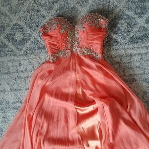 4 Cinderella Coral Strapless Maxi Formal